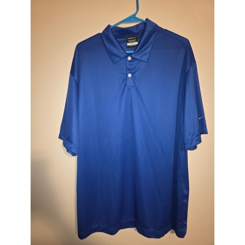 Nike Golf Dri-FIT Polo Shirt Mens XL Royal Blue Taney Logo Short Sleeve NWT